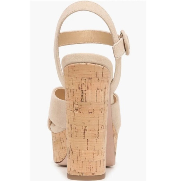 Veronica Beard Lucille Heels Suede Platform Cork Heel Sandals Tan Size 11 New - Picture 3 of 15